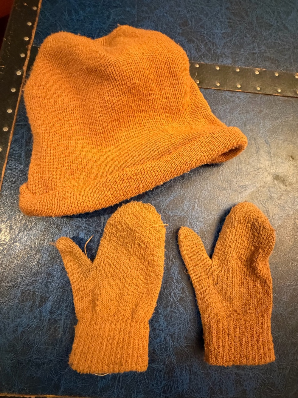 Target Orange Knit Beanie and Mittens Set